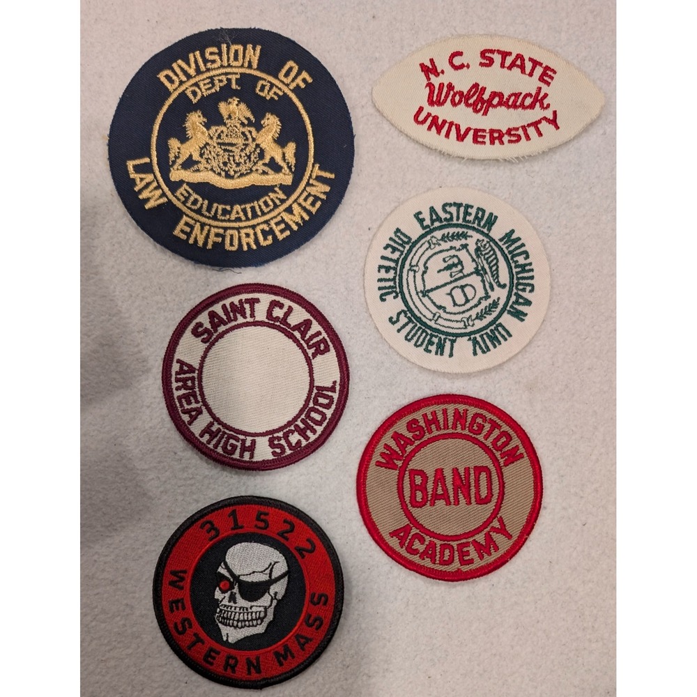 Vintage Patch Lot 6pc NC State Wolfpack Law Enforcement Eastern Michigan Skull